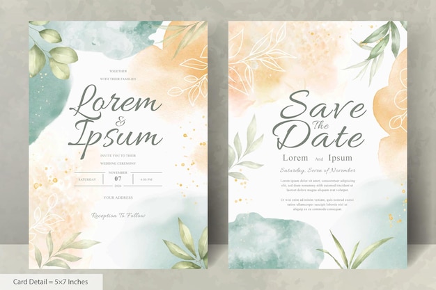 Hand Painted Watercolor Floral Wedding Invitation Template