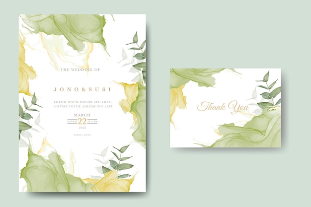 Hand painted watercolor Leaves wedding invitation