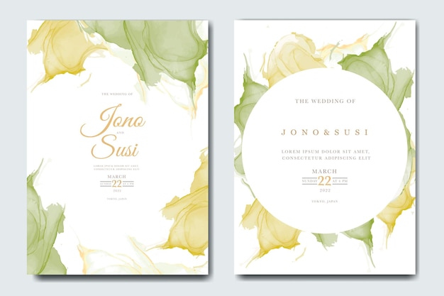 Hand painted watercolor Leaves wedding invitation