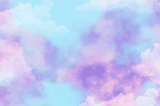 Hand painted watercolor pastel sky background