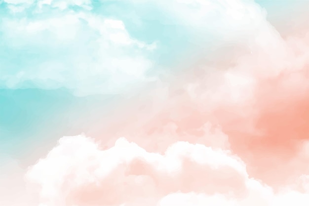 Hand painted watercolor pastel sky cloud background