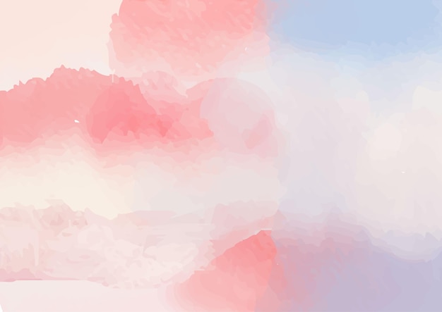 Hand painted watercolor pink and clouds vector illustration