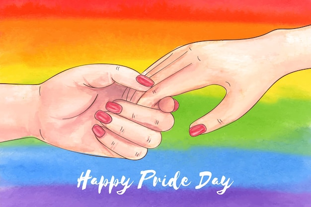 Hand painted watercolor pride day illustration