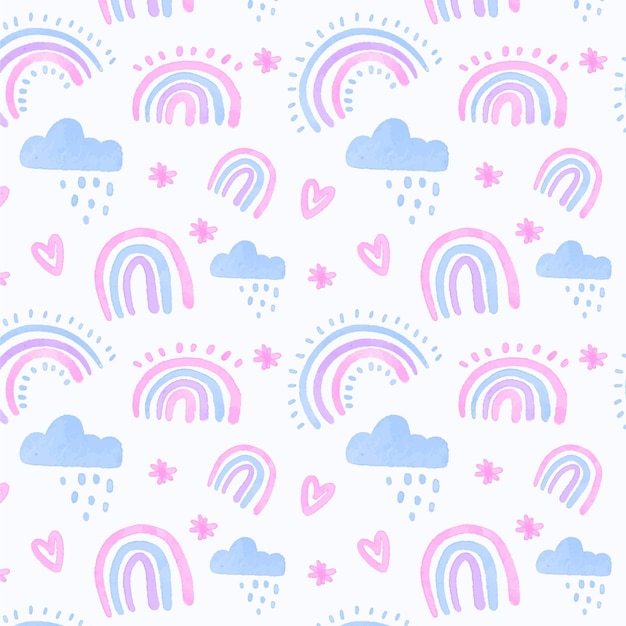 Hand painted watercolor rainbow pattern design