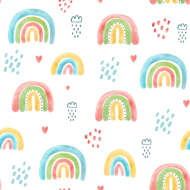 Hand painted watercolor rainbow pattern design