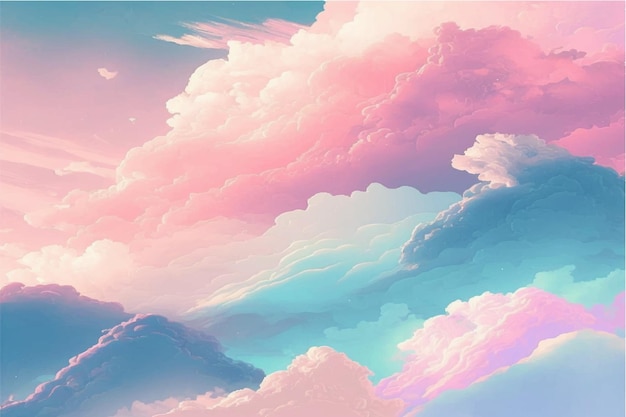 Hand painted watercolor sky cloud background with a pastel colored