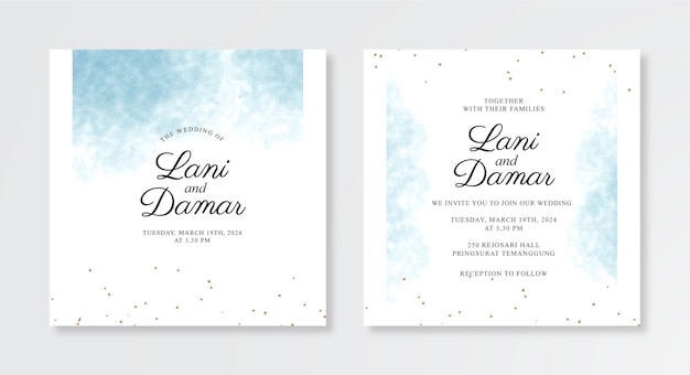 Hand painted watercolor splash for wedding invitation template