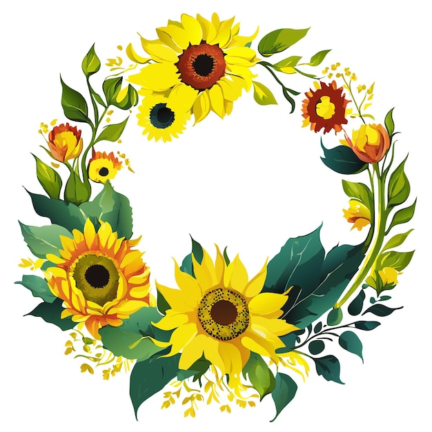 Hand painted watercolor sunflower border wallpaper