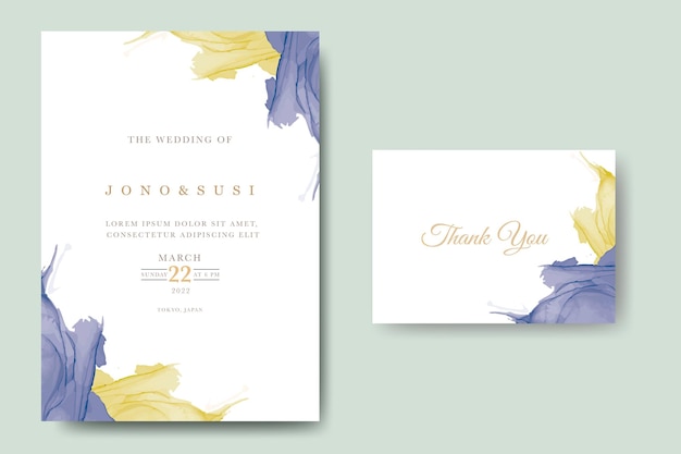 Hand painted watercolor  wedding invitation Card