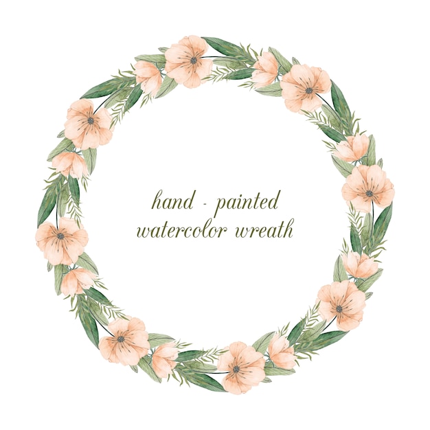 Hand painted wreath with watercolor flowers