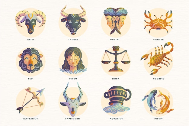 Hand painted zodiac sign collection