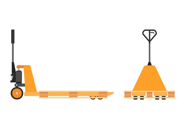 Vector hand pallet jack lift isolated on white.