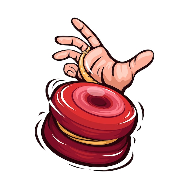 Hand playing yoyo toy symbol mascot cartoon illustration vector