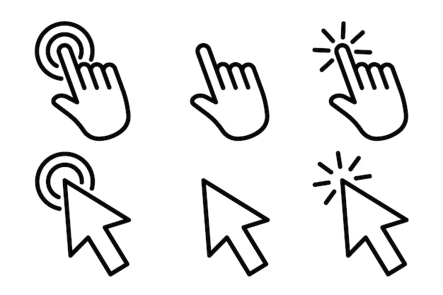 Hand pointer icons Pointer click Cursor icon Clicking finger Computer mouse click