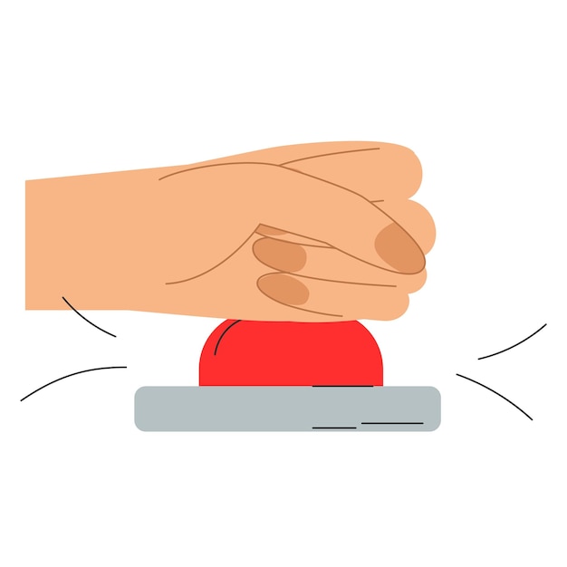 Hand Press Red Button Vector Stock Illustration Isolated On White Background