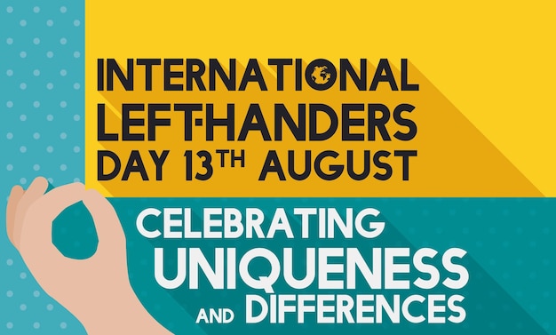 Hand pulling a yellow sign to commemorate International Left Handers Day