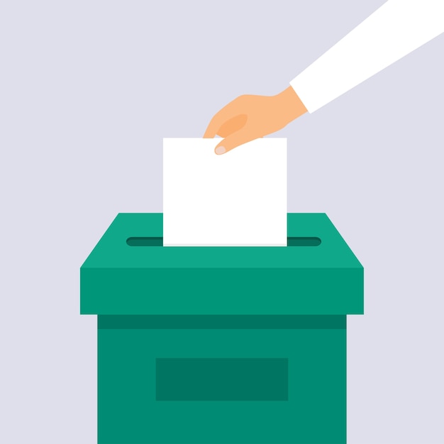 Hand puts voting ballot in ballot box