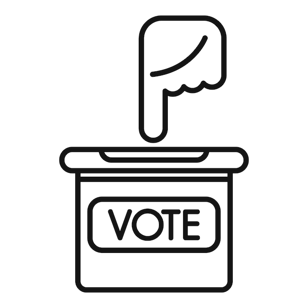 Vector hand putting voting paper in the ballot box line icon