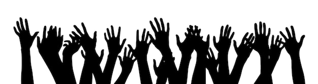 Vector hand raising silhouette several hand raising protest concept togetherness idea silhouette