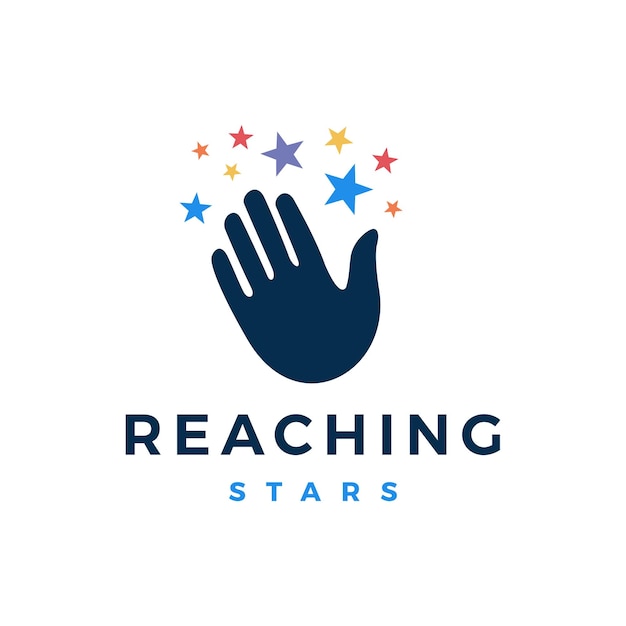 hand reaching star dream logo vector icon illustration