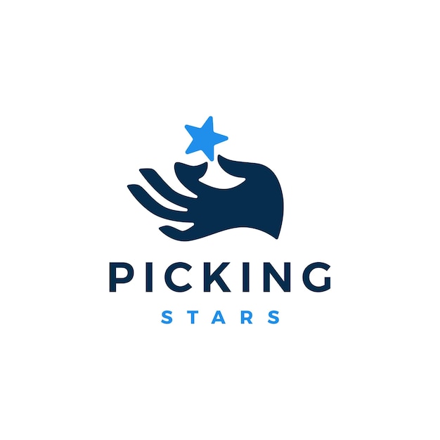 hand reaching star dream logo vector icon illustration