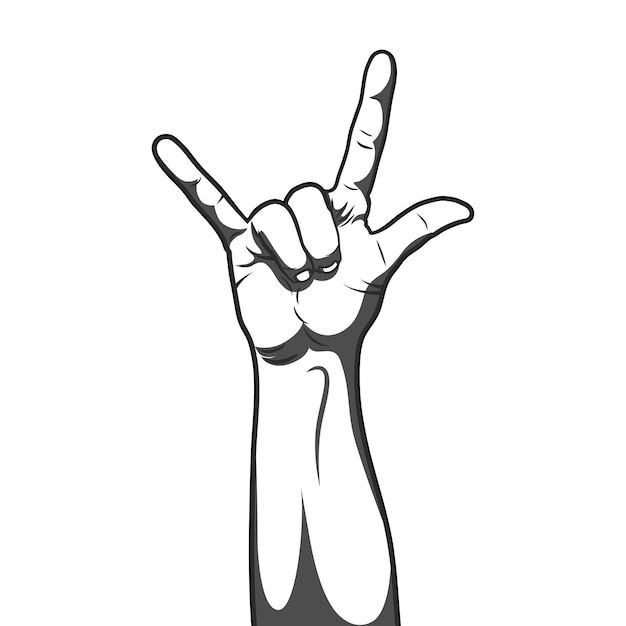 Hand in rock and roll sign vector illustration