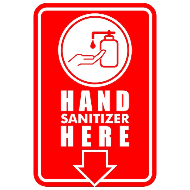 Hand sanitizer here, sticker vector