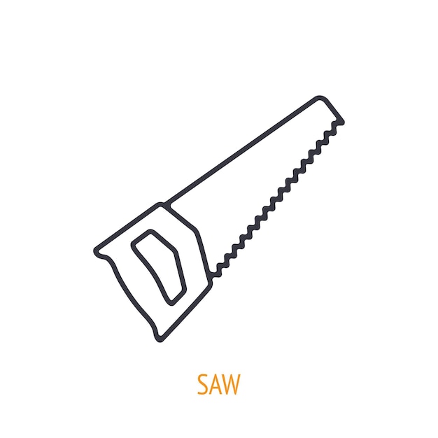 Hand saw outline icon Vector illustration Hand work tools and instrument