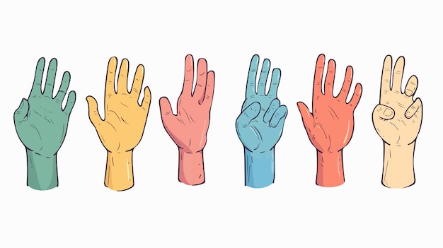 Hand Showing Different Fingers Flat Icon Vector Illustration