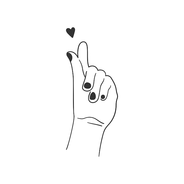 Vector hand showing love linear minimalist simple vector drawing