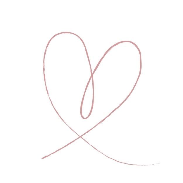 Hand sketch drawing pink line heart Love doodle isolated on white background Vector