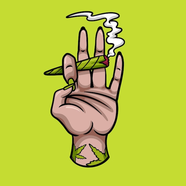 Vector hand smoking marijuana cartoon