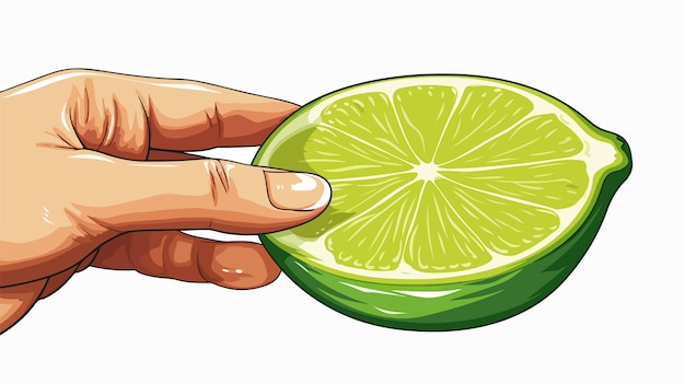 Hand Squeezing Lime Vector on White Background