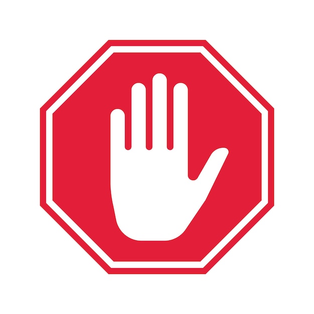 Hand Stop Icon. Vector Prohibition Sign. Simple ui design.