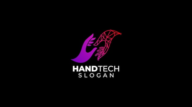 Hand tech logo design illustration vector template