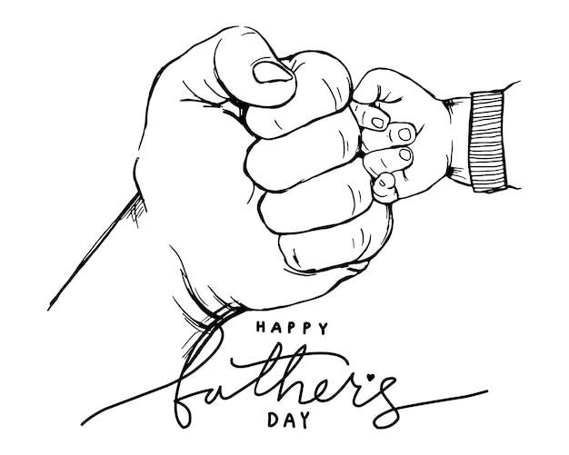 Vector a hand that has a ring on it that says happy fathers day