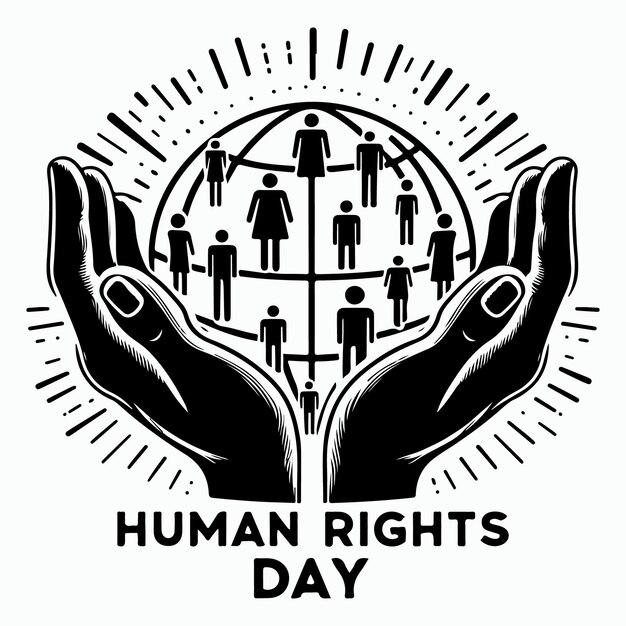 Vector a hand that says human rights day day day day day day day day day