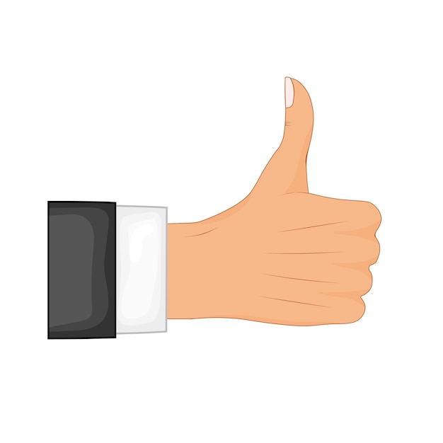 Hand thumb up sign . Positive feedback, good gestures, like. Flat style