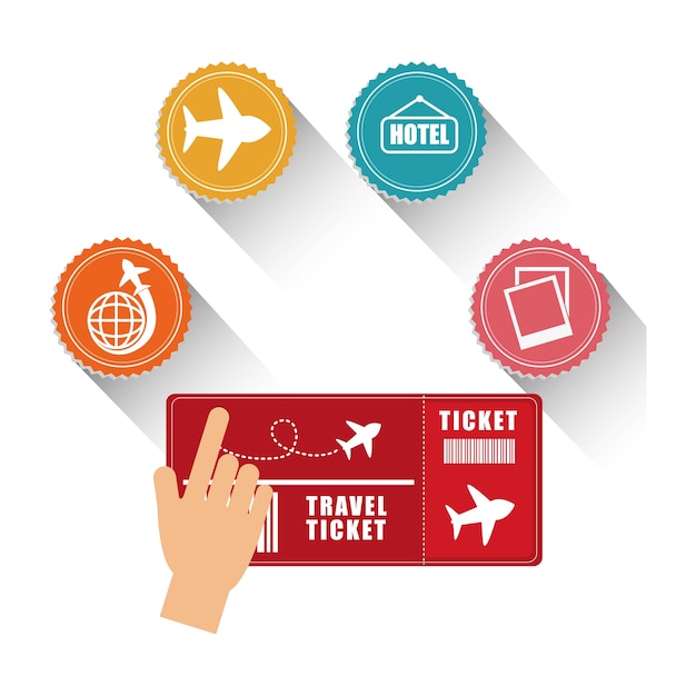 hand tocuh ticket travel icons