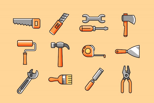 Hand tool icon set