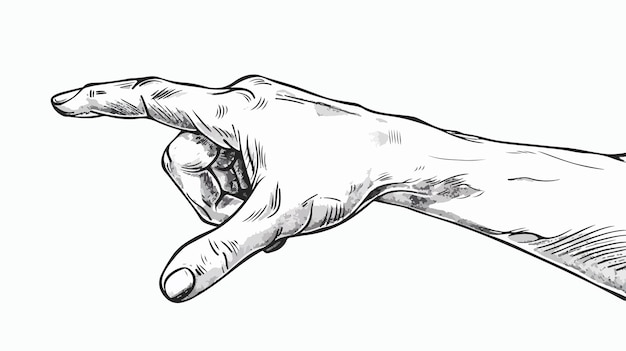 Hand Touching Gesture Vector Illustration Handdrawn V