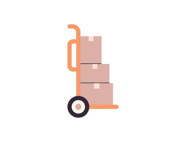 Hand truck and wheelbarrow flat vector illustration