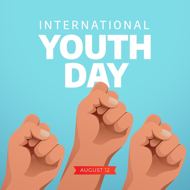 hand vector illustration fist vector International youth day design template for celebration