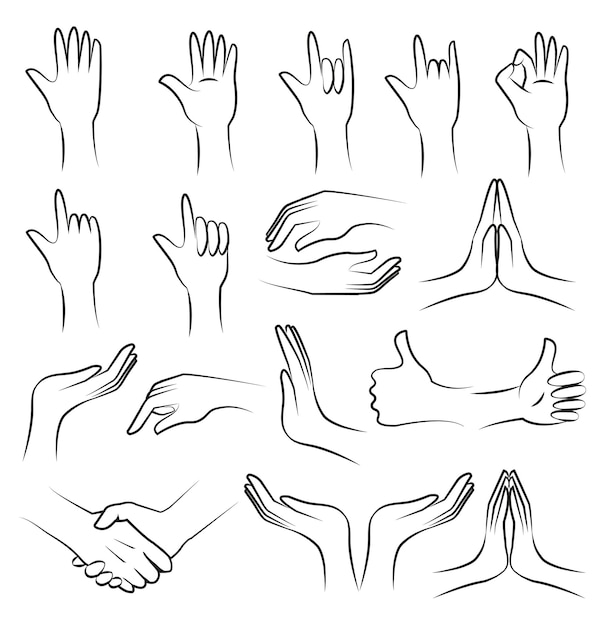 Hand vector set on white blackground