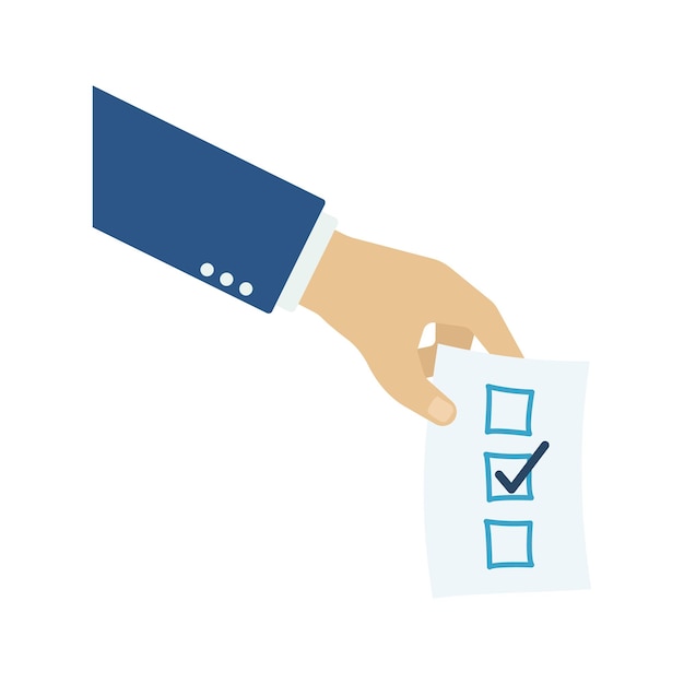 Hand voting ballot box icon Hand putting paper in the ballot box Voting concept Vector illustration Election and democracy campaign Digital or online vote Sign