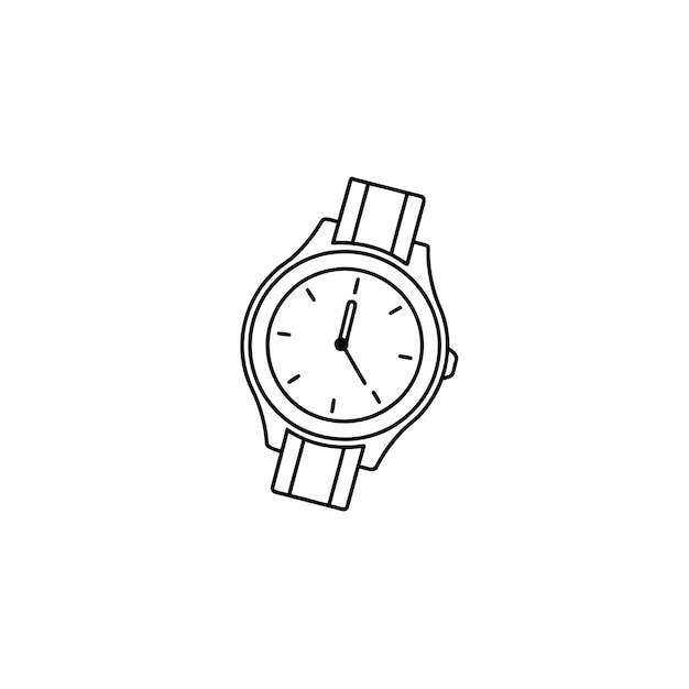 Vector hand watch doodle outline icon on white background