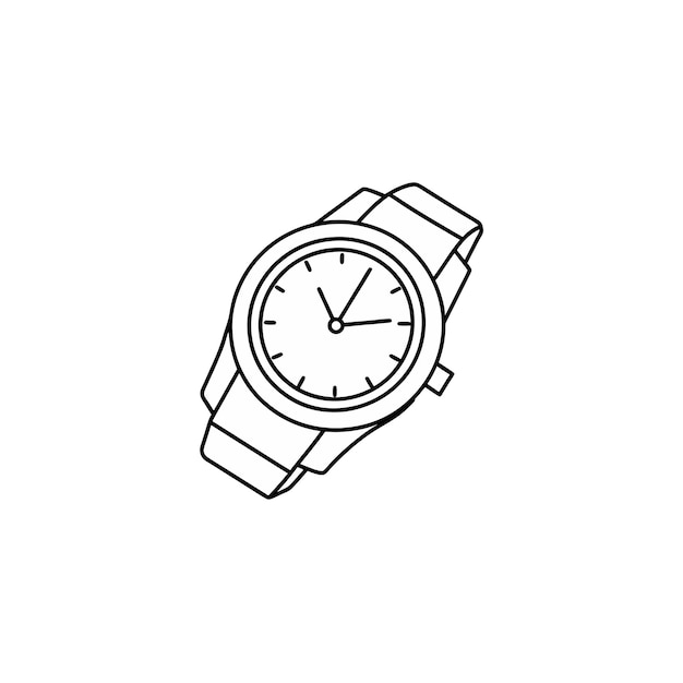 Vector hand watch doodle outline icon on white background