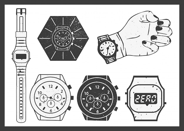 Hand watches vector set