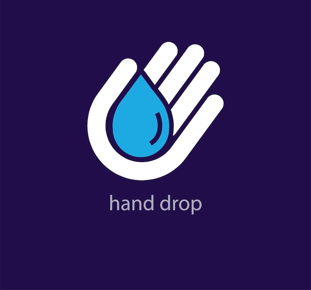 Hand water drop logo Unique color transitions Healthy hand washing and hygiene logo template