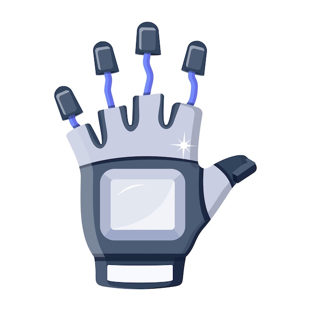 A hand with a blue and white glove that says'the future of technology '